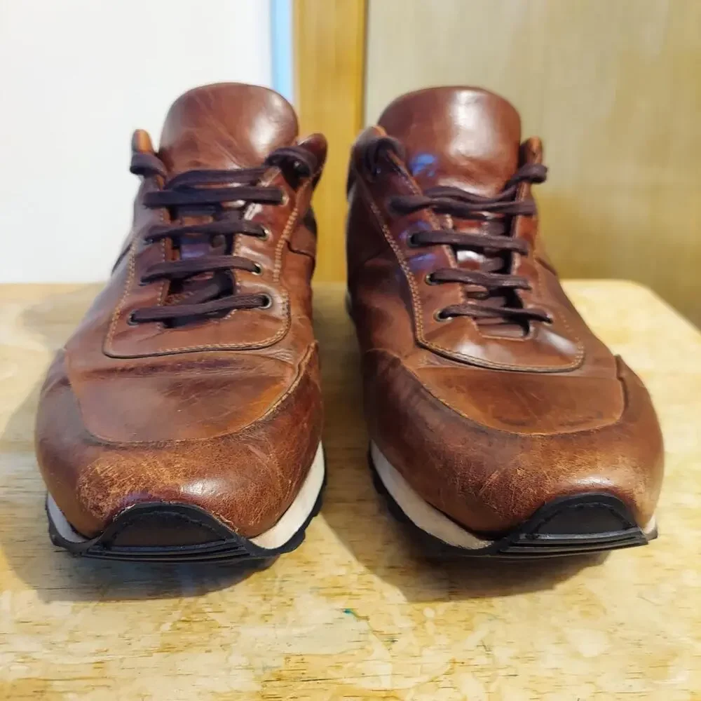 Benheart Baldi H900 Men's US 12 Brown Leather Lace Up Oxford Dress Sneaker Shoes